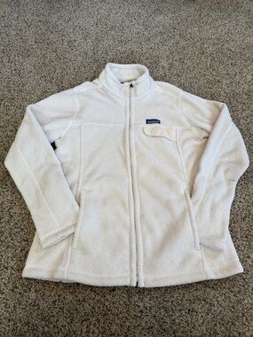 Patagonia Polartec Thermal Pro Fleece Jacket XL Ivory Full Zip Cozy Outdoor